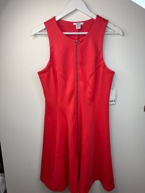 Bar III Vibrant Red Zip-Front Fit-and-Flare Mini Dress
